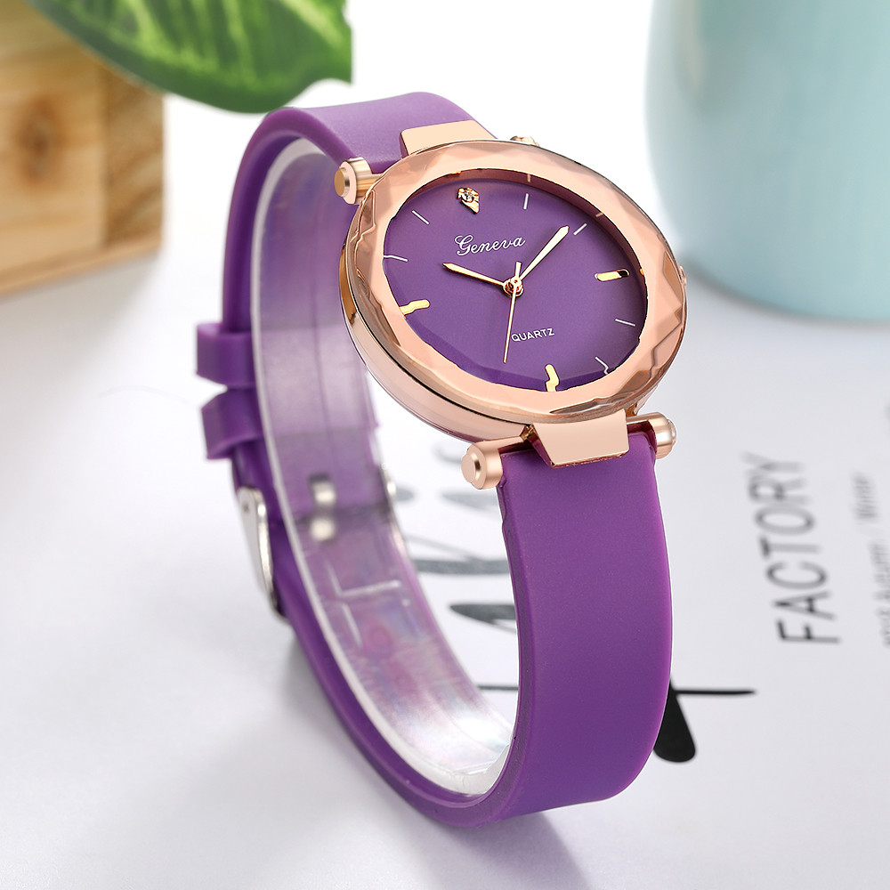 Women's Waterproof Round Quartz Watch with Silica Band