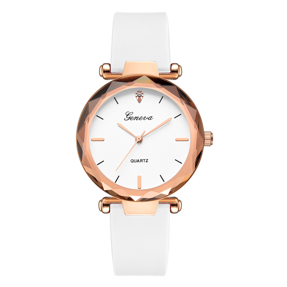 Women's Waterproof Round Quartz Watch with Silica Band