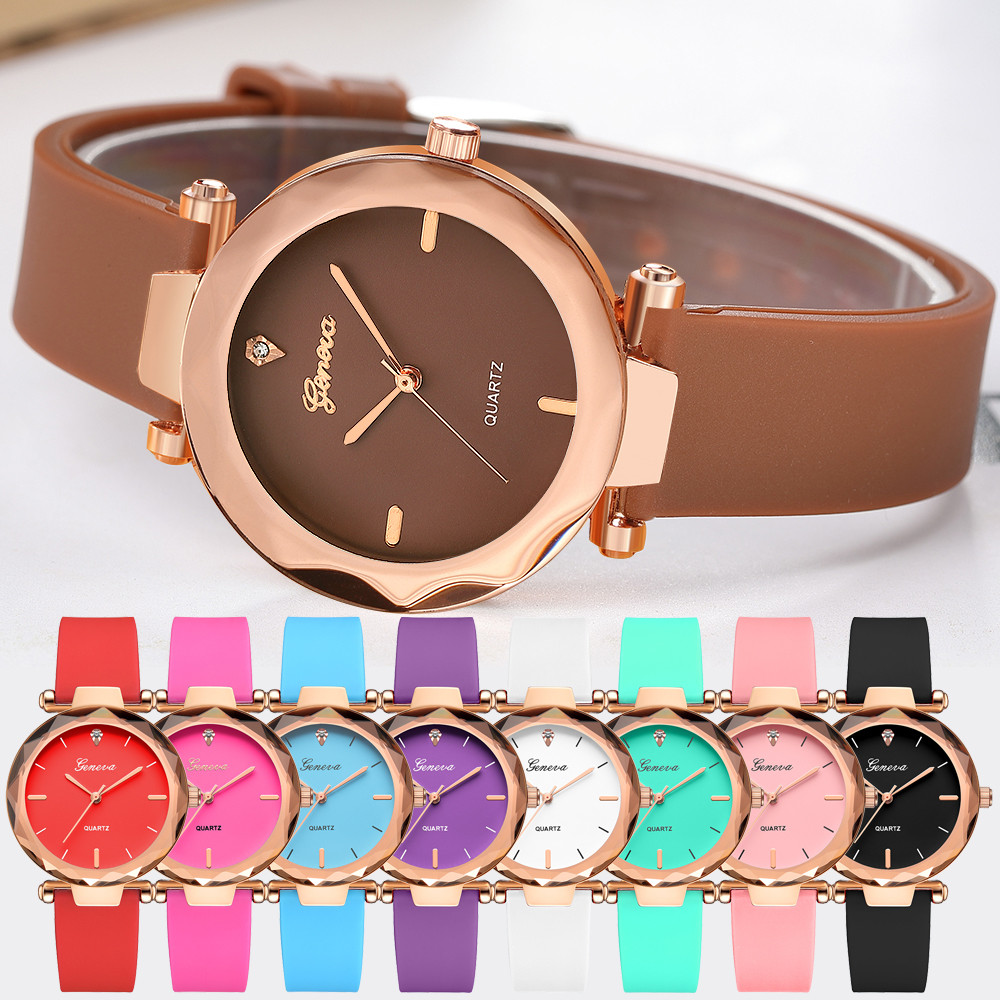 Women's Waterproof Round Quartz Watch with Silica Band
