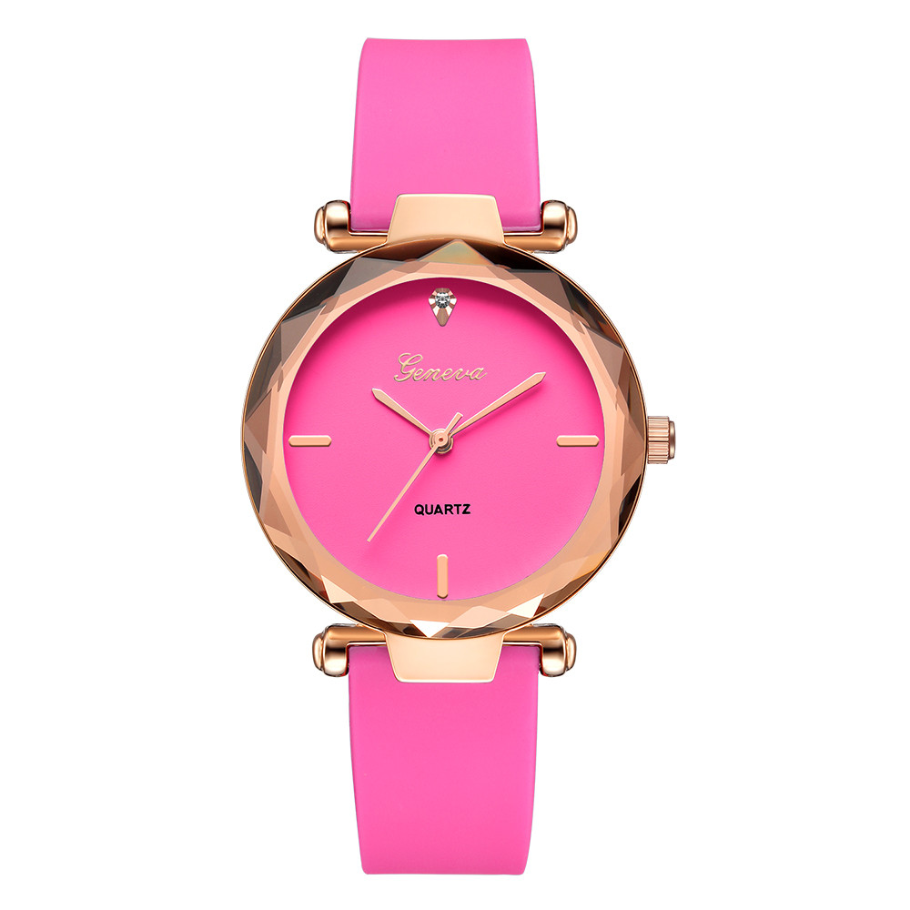 Women's Waterproof Round Quartz Watch with Silica Band