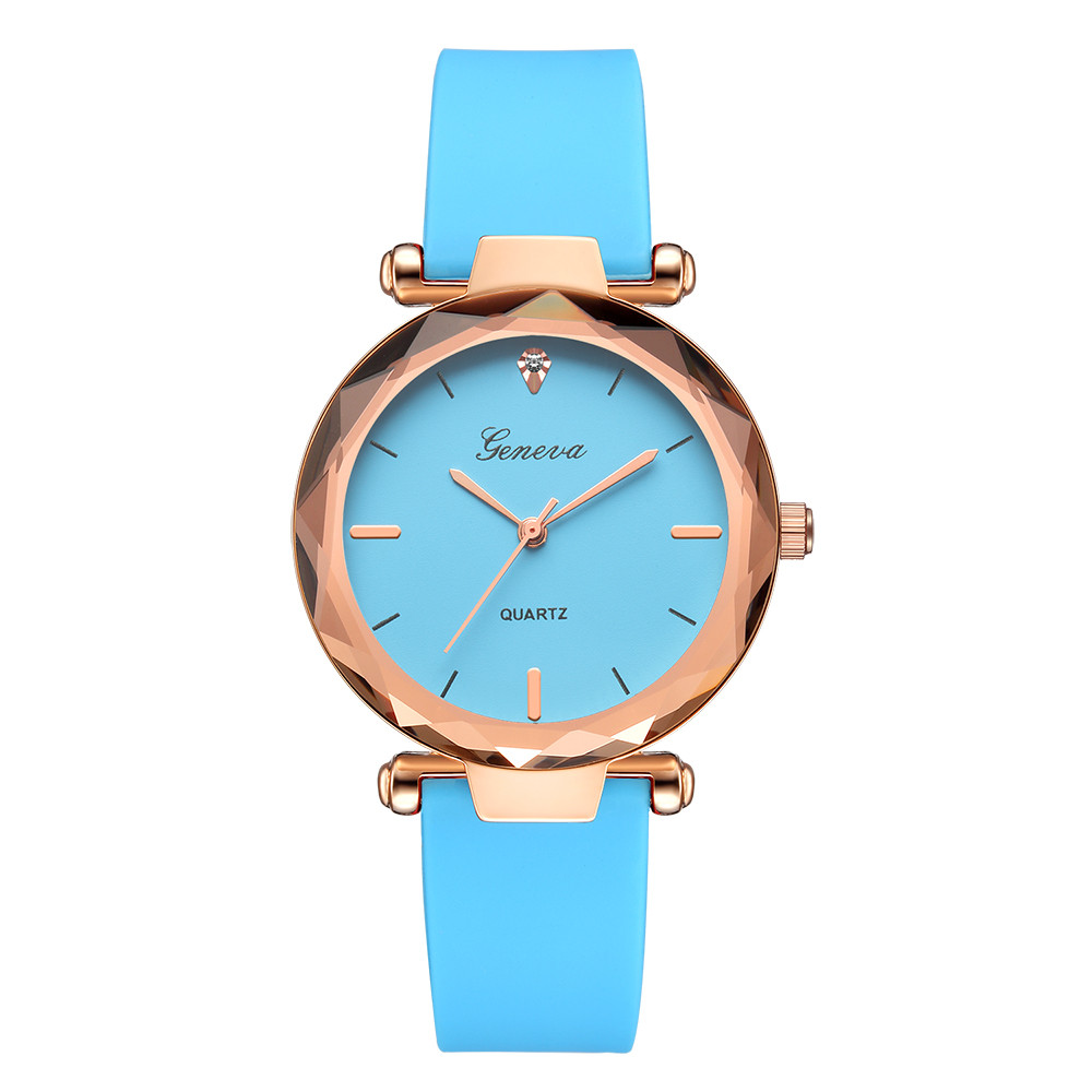 Women's Waterproof Round Quartz Watch with Silica Band