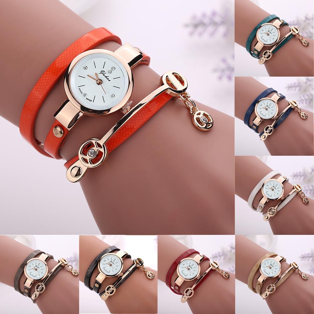 Women's Casual Round Quartz Watch with Leather Strap