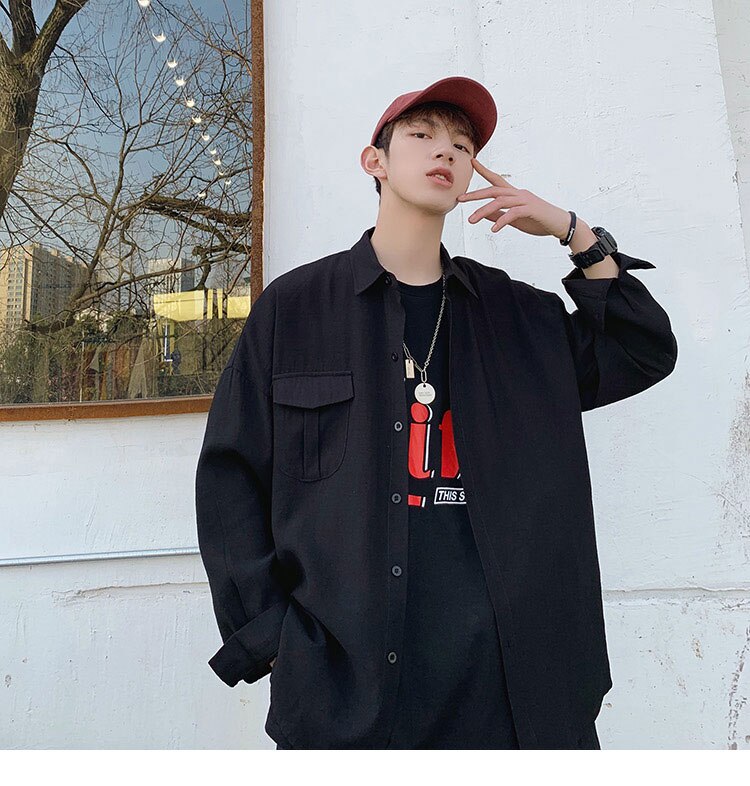 Oversized Pocket Designed Men's Shirt