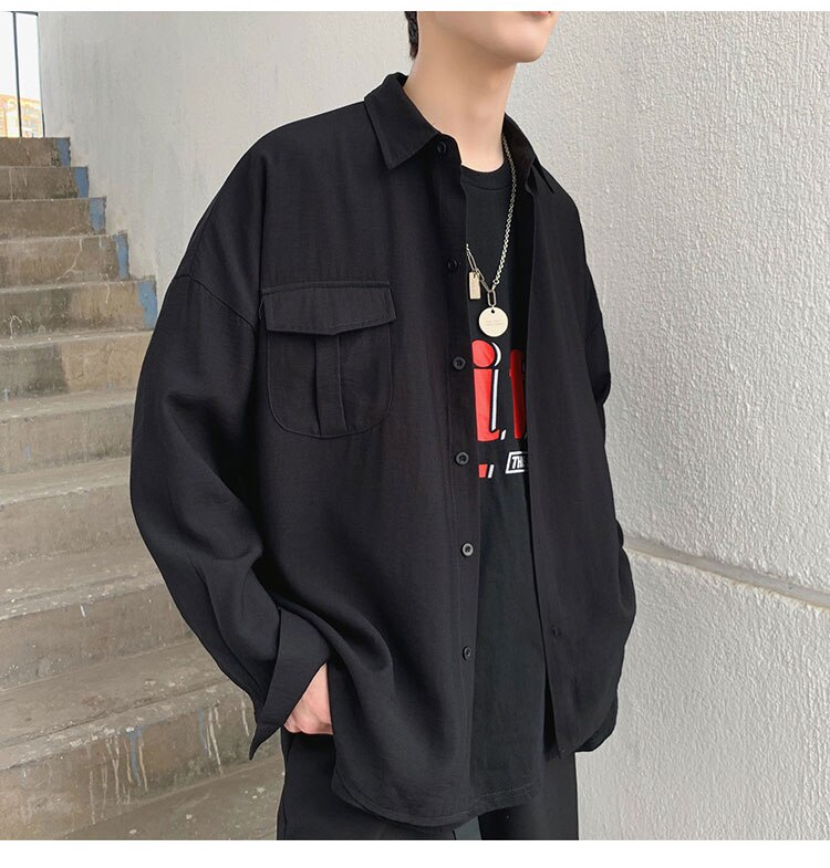 Oversized Pocket Designed Men's Shirt