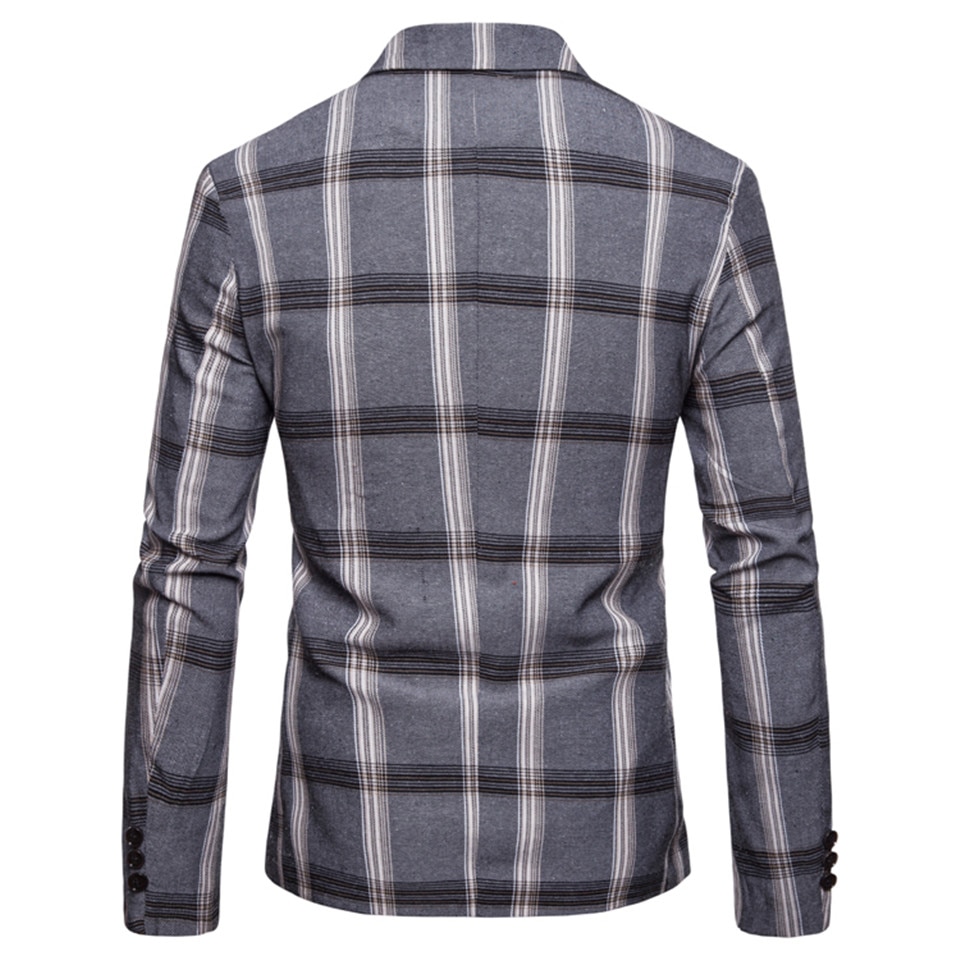Men's Casual Blazer in Plaid Print