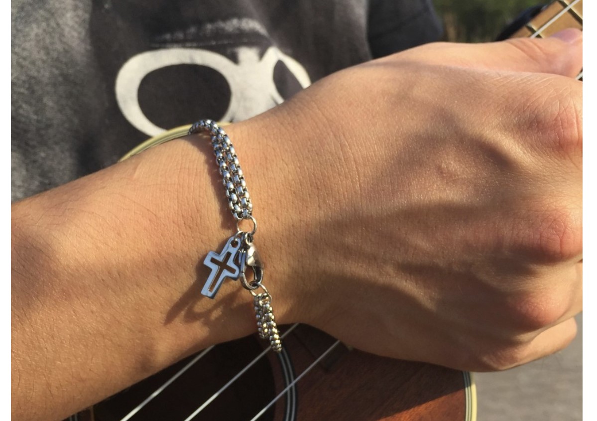 Men's Cross Charm Double Layer Bracelet