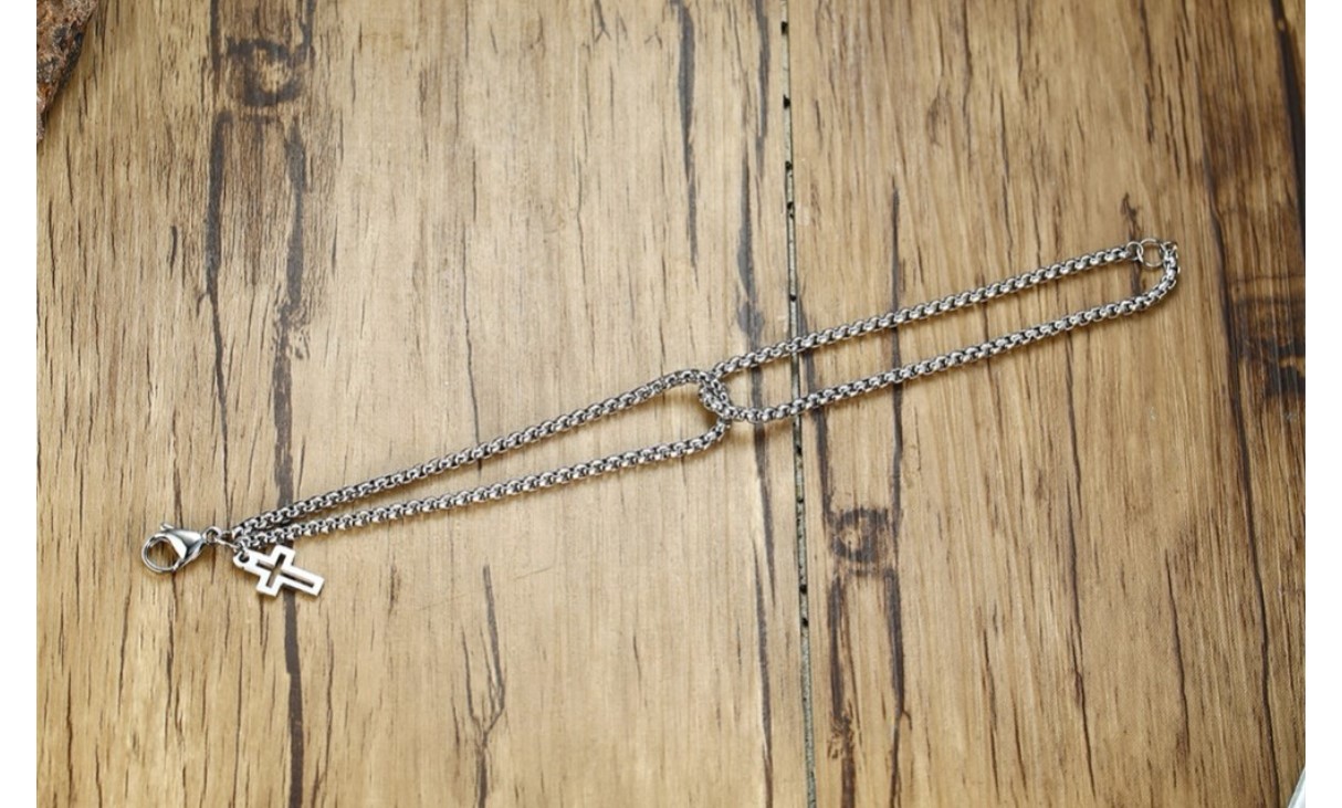 Men's Cross Charm Double Layer Bracelet