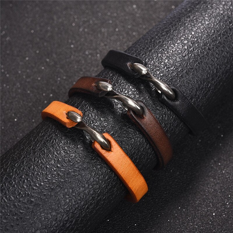 Men's Genuine Leather Hook Bracelet