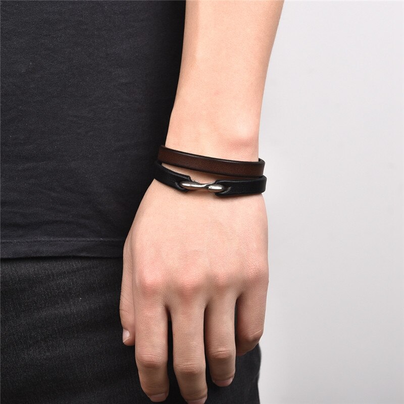 Men's Genuine Leather Hook Bracelet