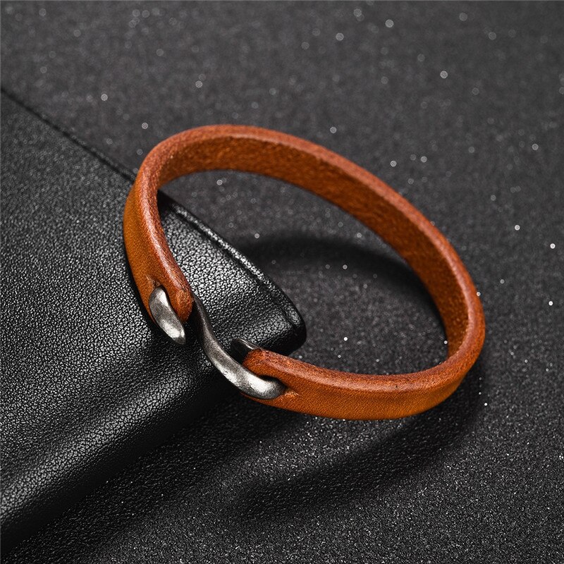 Men's Genuine Leather Hook Bracelet