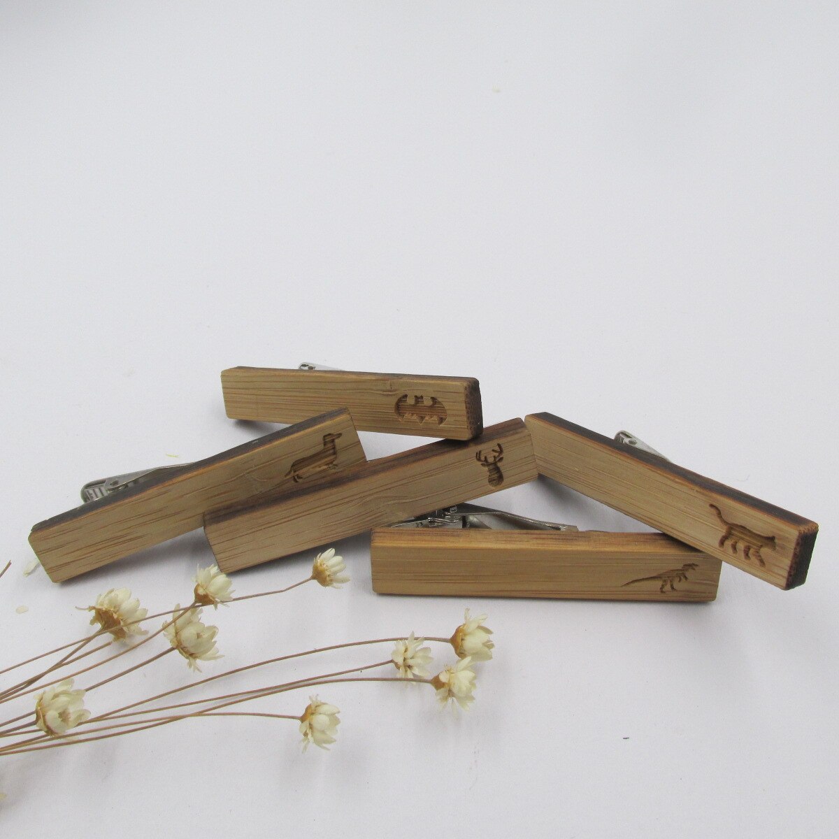 Wooden Animal Patterned Tie Pin