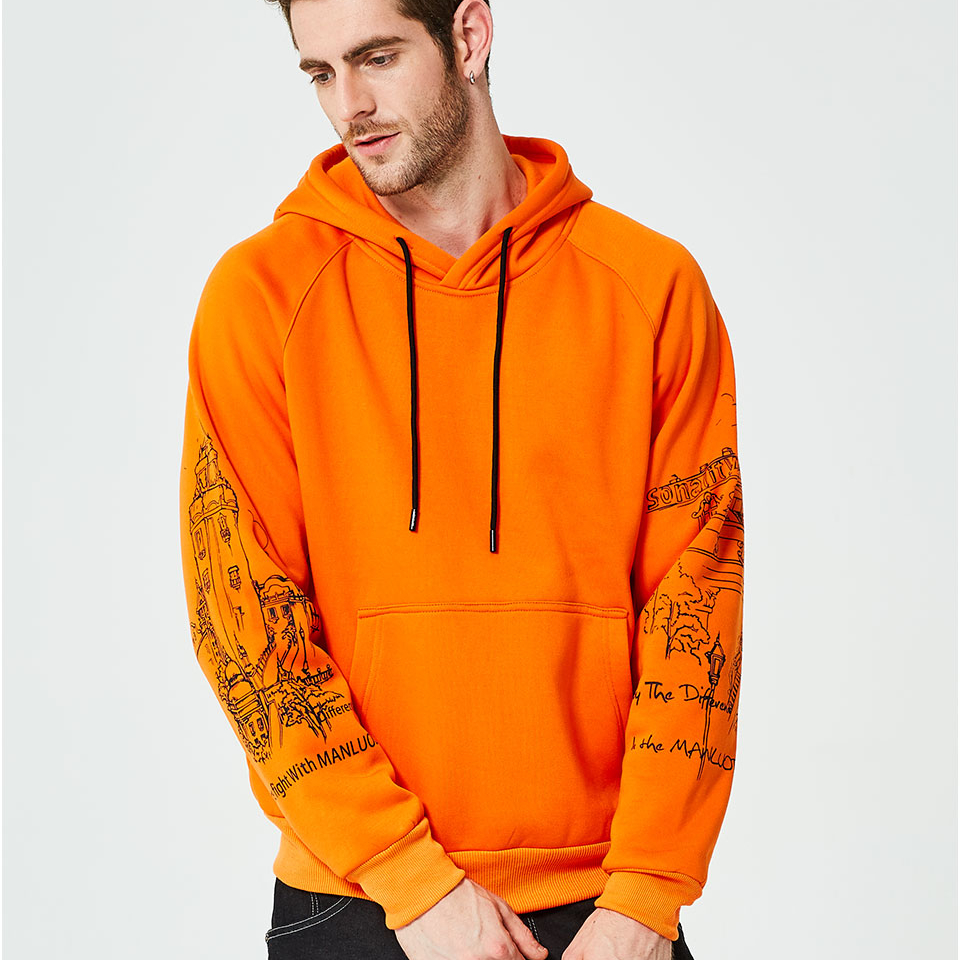 Sleeves Printed Men's Soft Hoodie