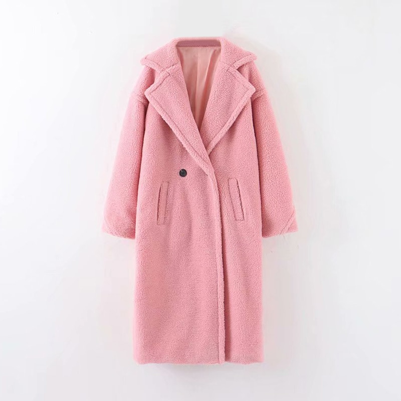 Women's Double Breasted Oversized Teddy Coat