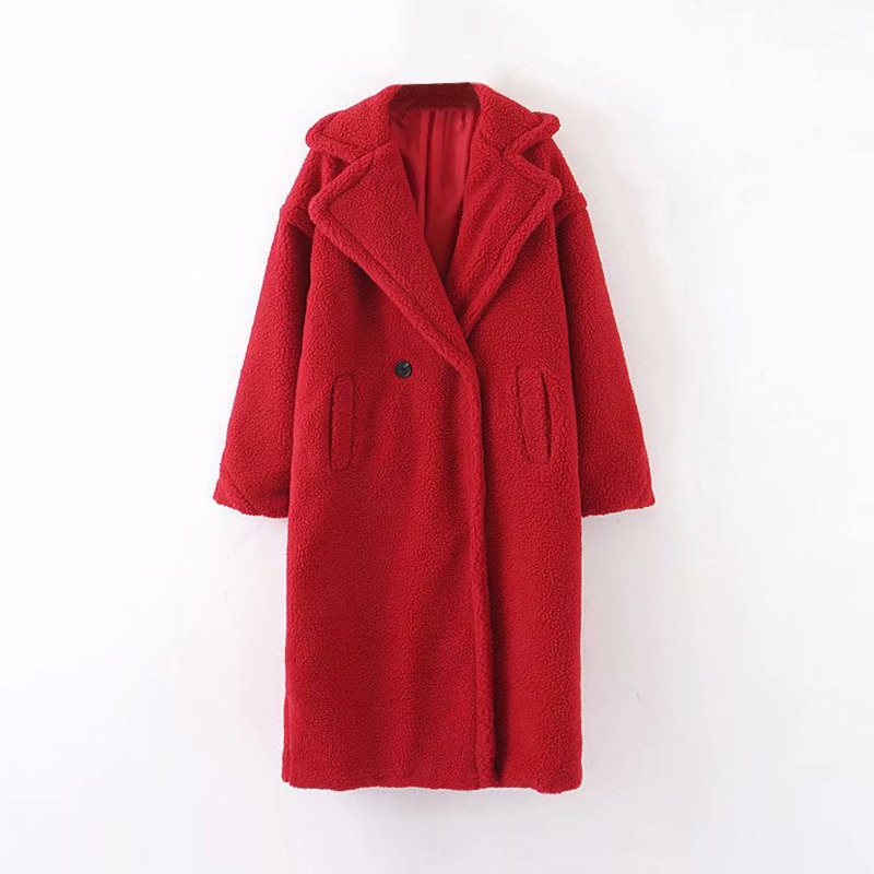 Women's Double Breasted Oversized Teddy Coat