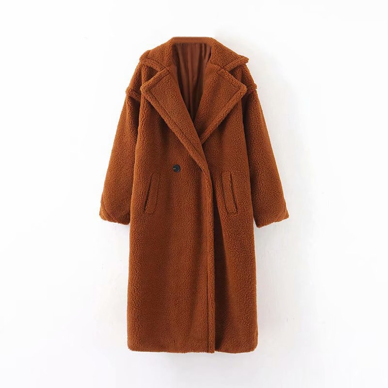 Women's Double Breasted Oversized Teddy Coat