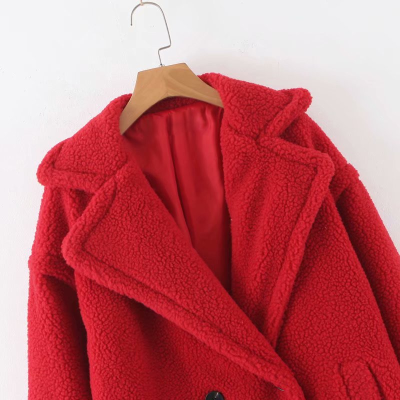 Women's Double Breasted Oversized Teddy Coat