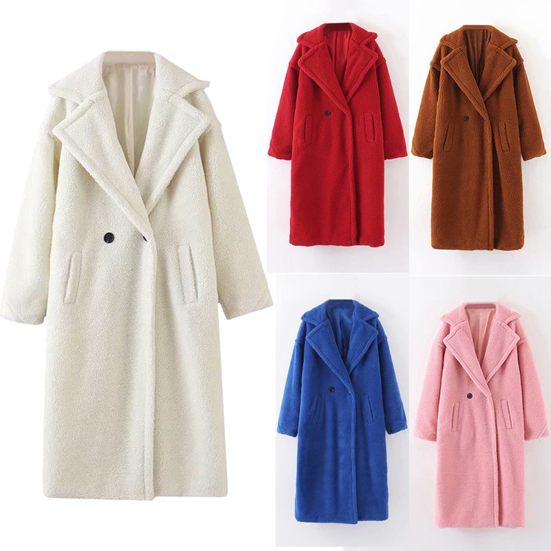 Women's Double Breasted Oversized Teddy Coat